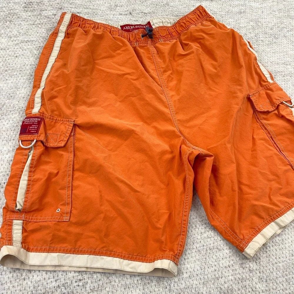 Vintage Y2K Abercrombie &‎ Fitch Swim Trunks Cargo Borad Shorts Orange 2000s